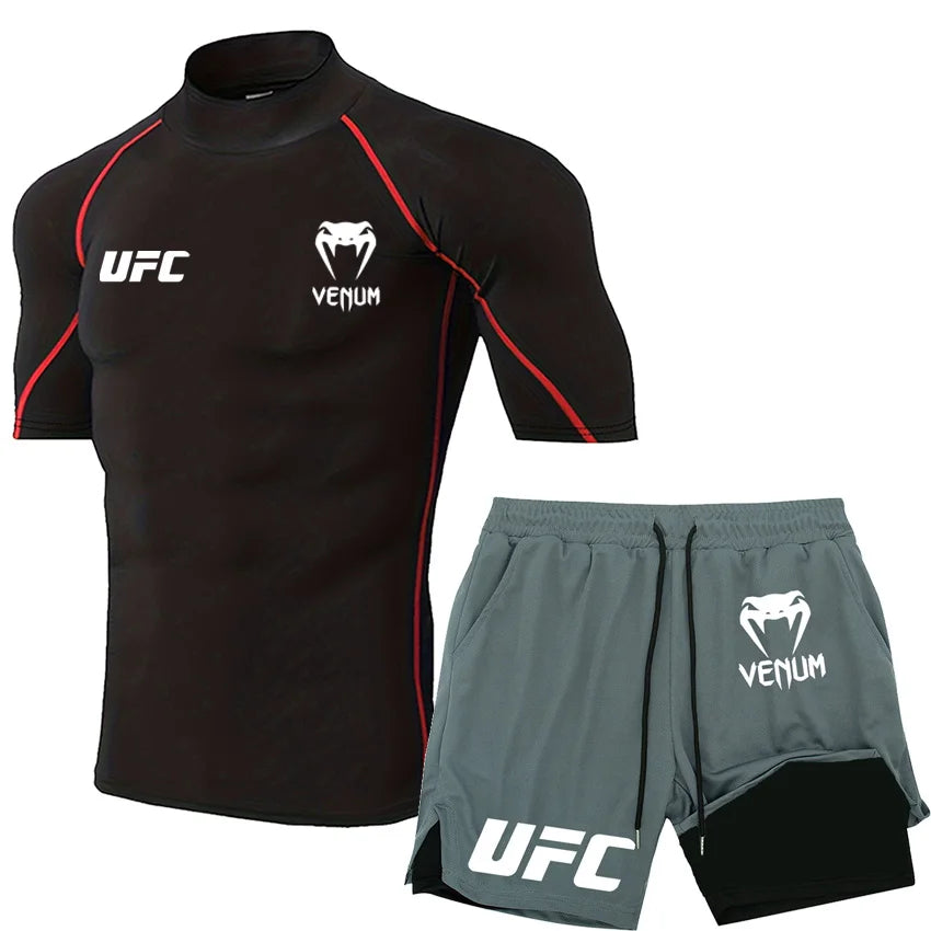 UFC Herren Tight T-Shirt & Shorts Set - 2-teiliges Fighting Outfit - Saiyan Genetics