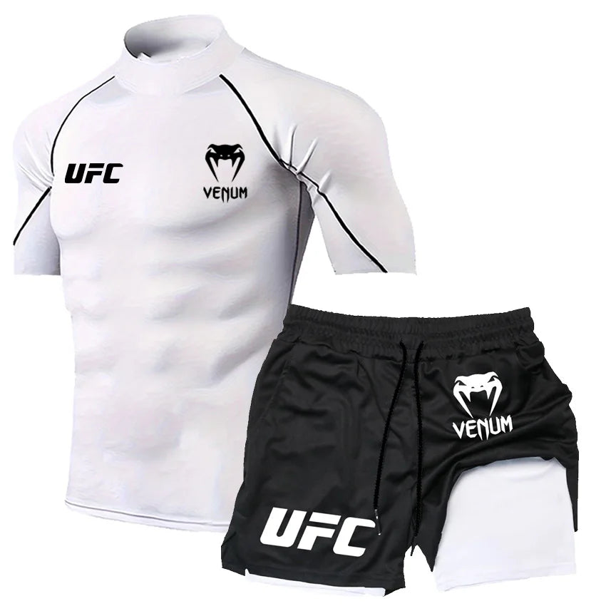UFC Herren Tight T-Shirt & Shorts Set - 2-teiliges Fighting Outfit - Saiyan Genetics