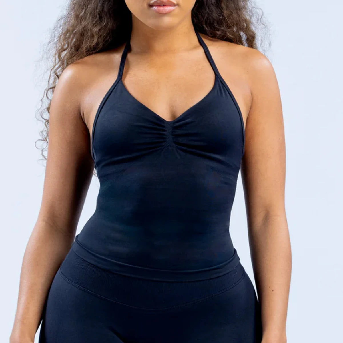 Damen Longline Strappy Top - Halterneck Yoga Fitness Shirt - Saiyan Genetics