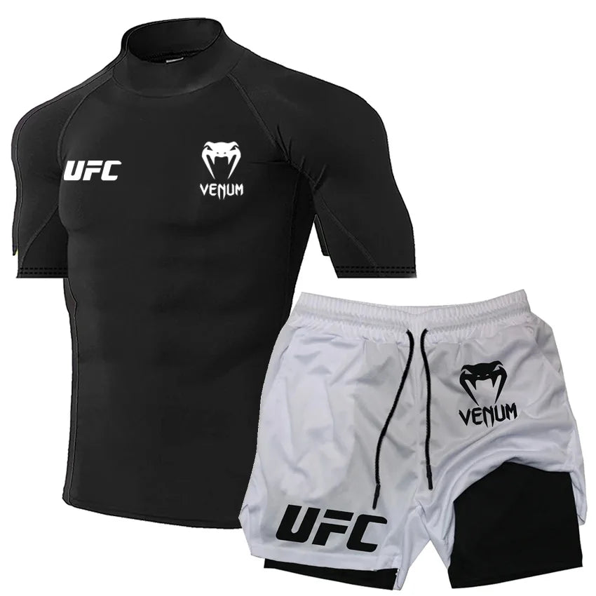 UFC Herren Tight T-Shirt & Shorts Set - 2-teiliges Fighting Outfit - Saiyan Genetics