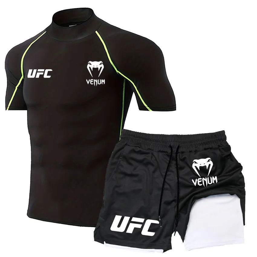UFC Herren Tight T-Shirt & Shorts Set - 2-teiliges Fighting Outfit - Saiyan Genetics