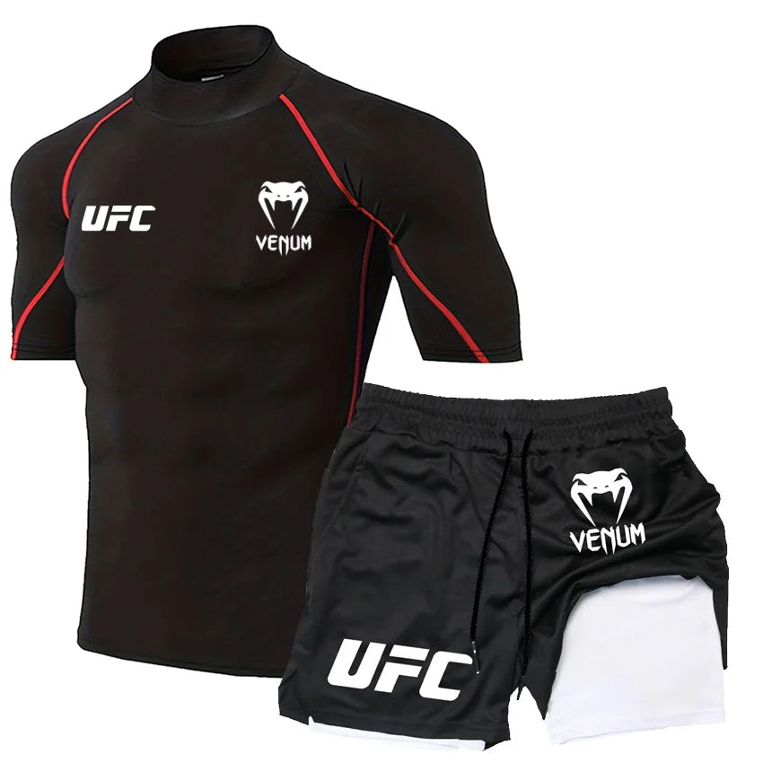 UFC Herren Tight T-Shirt & Shorts Set - 2-teiliges Fighting Outfit - Saiyan Genetics