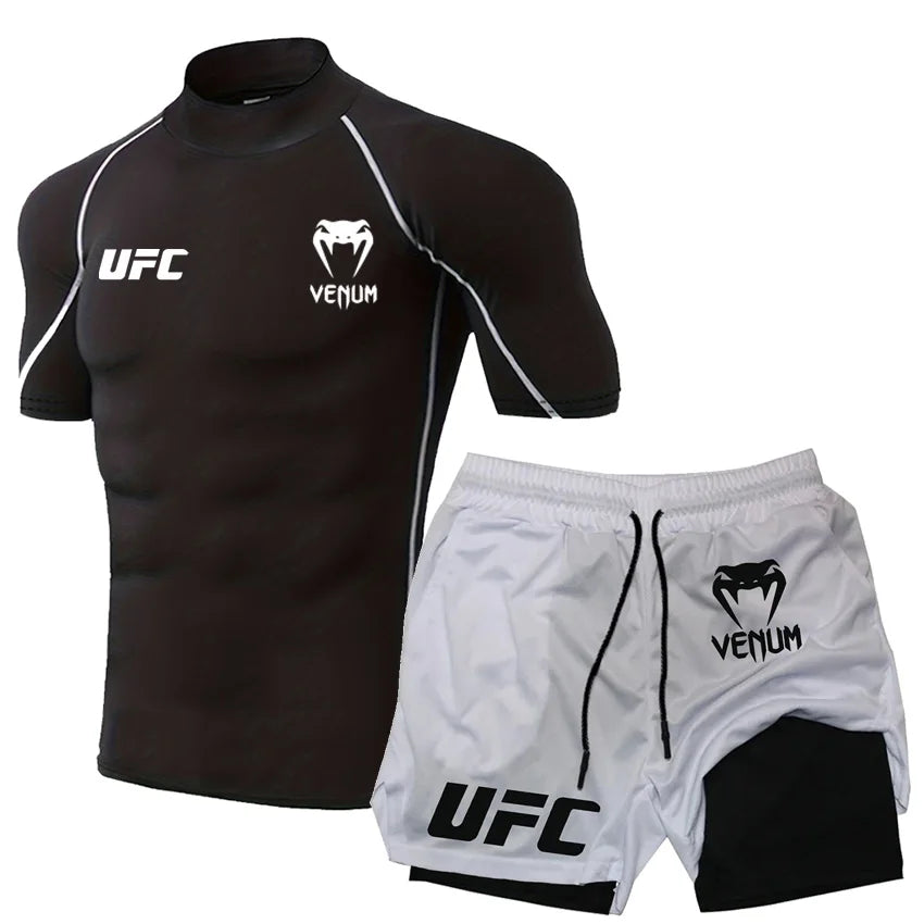 UFC Herren Tight T-Shirt & Shorts Set - 2-teiliges Fighting Outfit - Saiyan Genetics