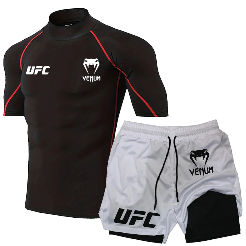 UFC Herren Tight T-Shirt & Shorts Set - 2-teiliges Fighting Outfit - Saiyan Genetics