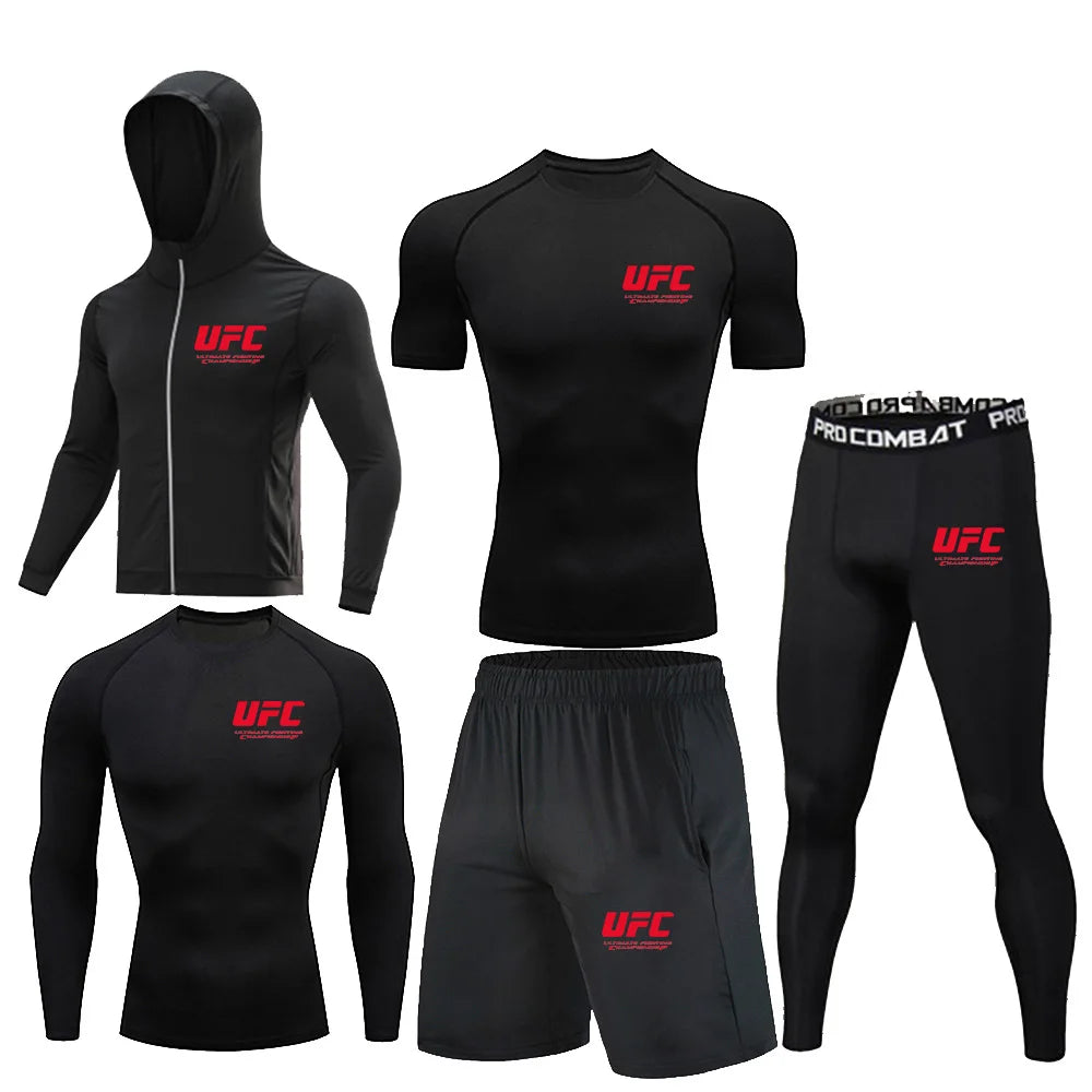 UFC Fighting T-Shirt Set Herren - 5-teiliges Fitness Outfit - Saiyan Genetics
