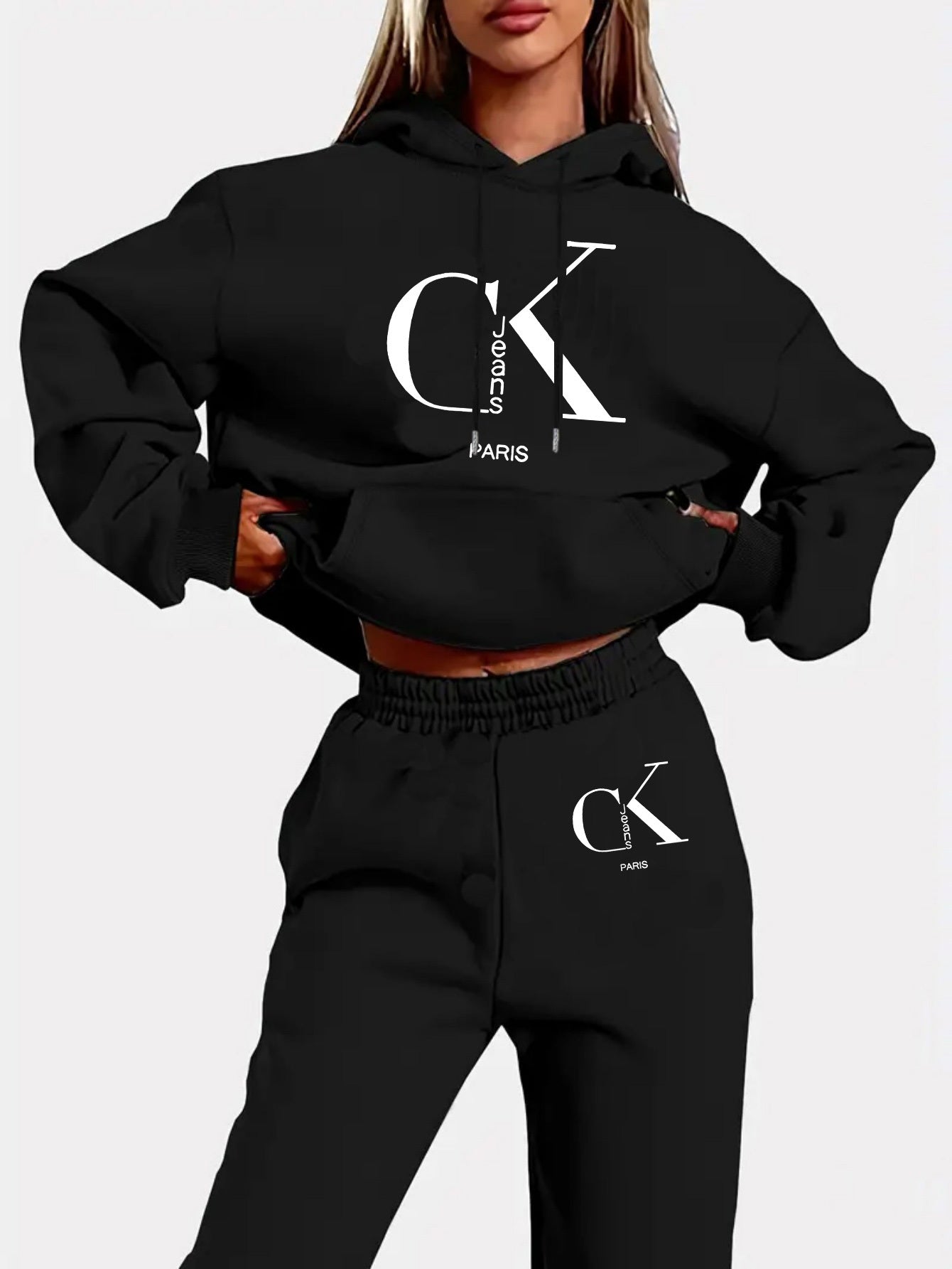 CK Paris Damen Fleece Hoodie & Sweatpants Set - Cozy Loungewear - Saiyan Genetics