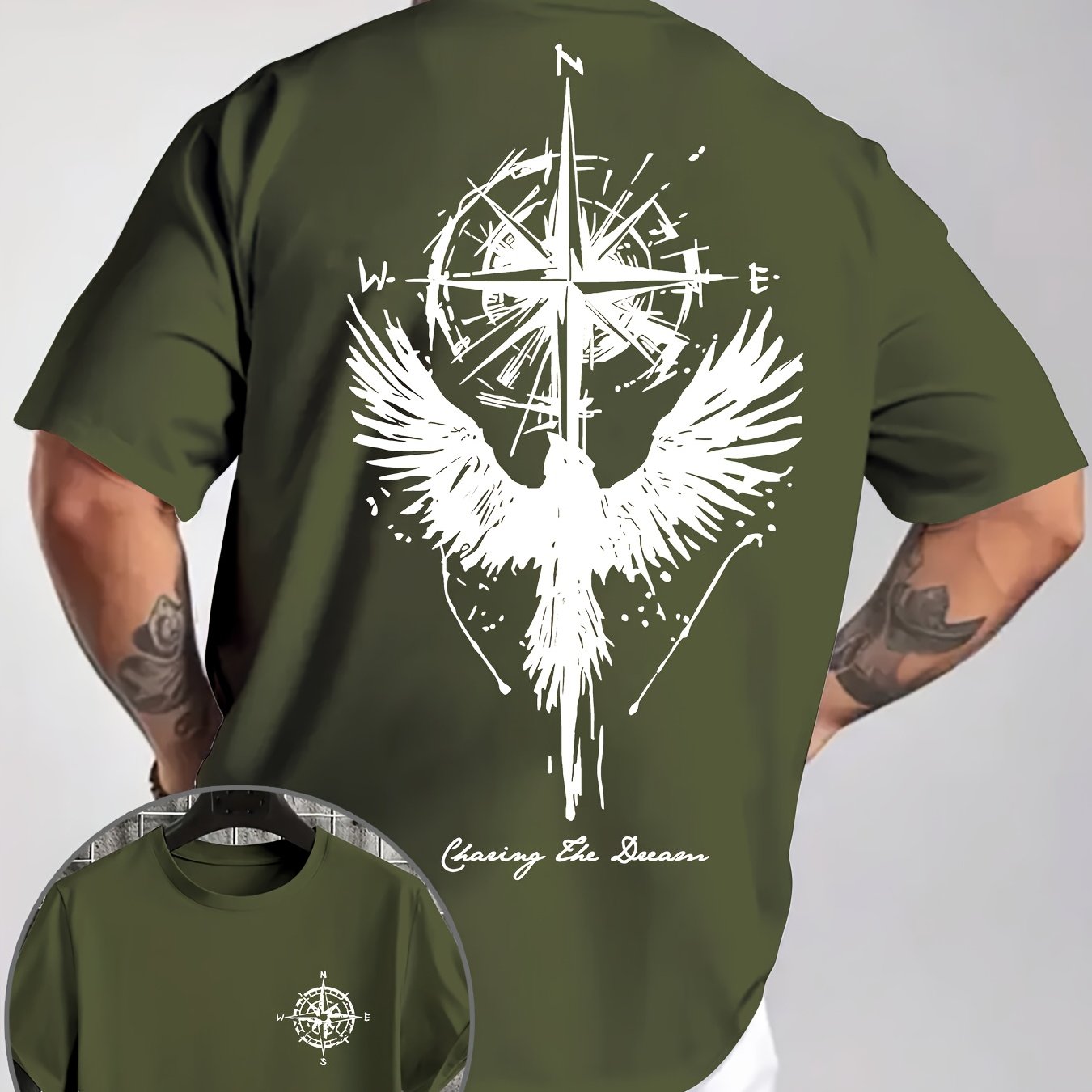 Eagle Compass Herren T-Shirt Plus Size - Adventure Print - Saiyan Genetics