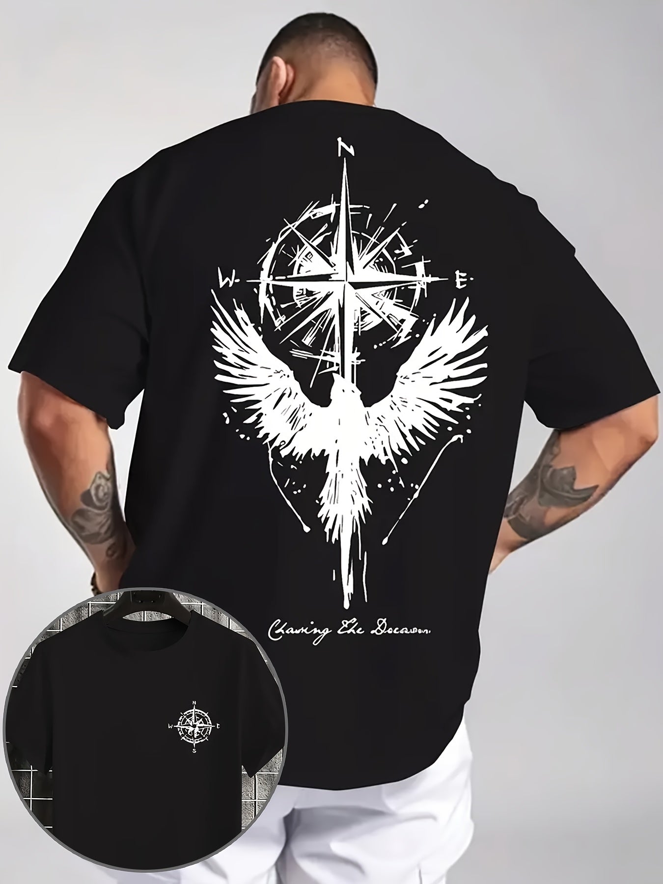 Eagle Compass Herren T-Shirt Plus Size - Adventure Print - Saiyan Genetics