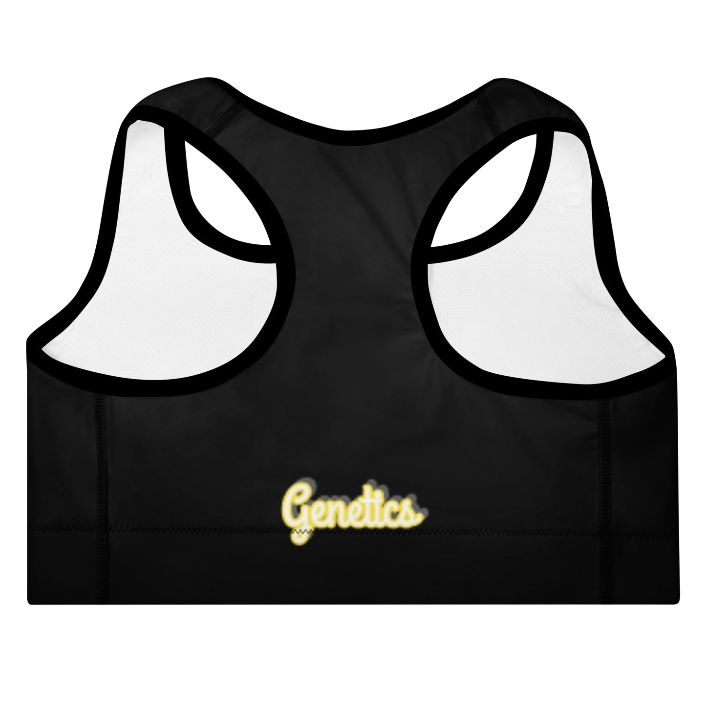 Sport-BH Damen Schwarz gepolstert - Rückansicht - Saiyan Genetics