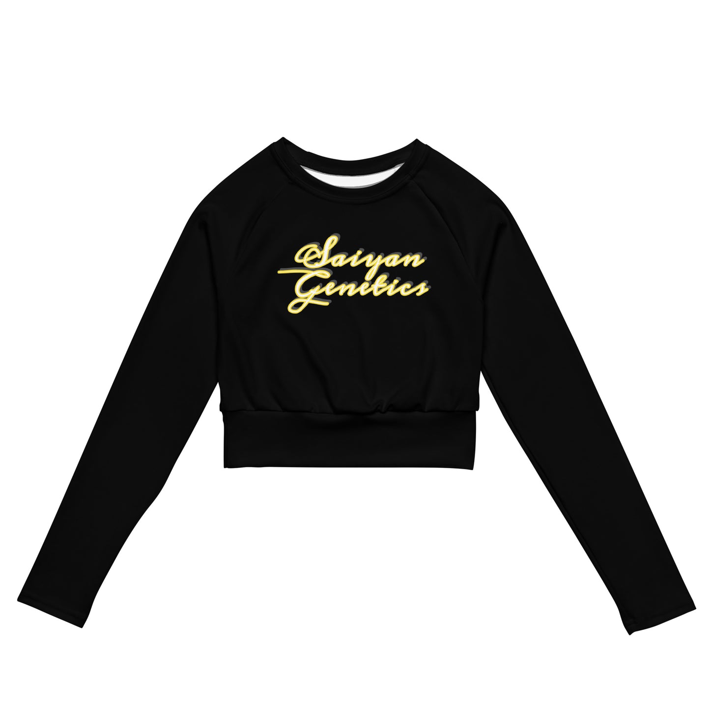 Crop Top Langarm Damen Weiß - Vorderansicht Allover Print - Saiyan Genetics
