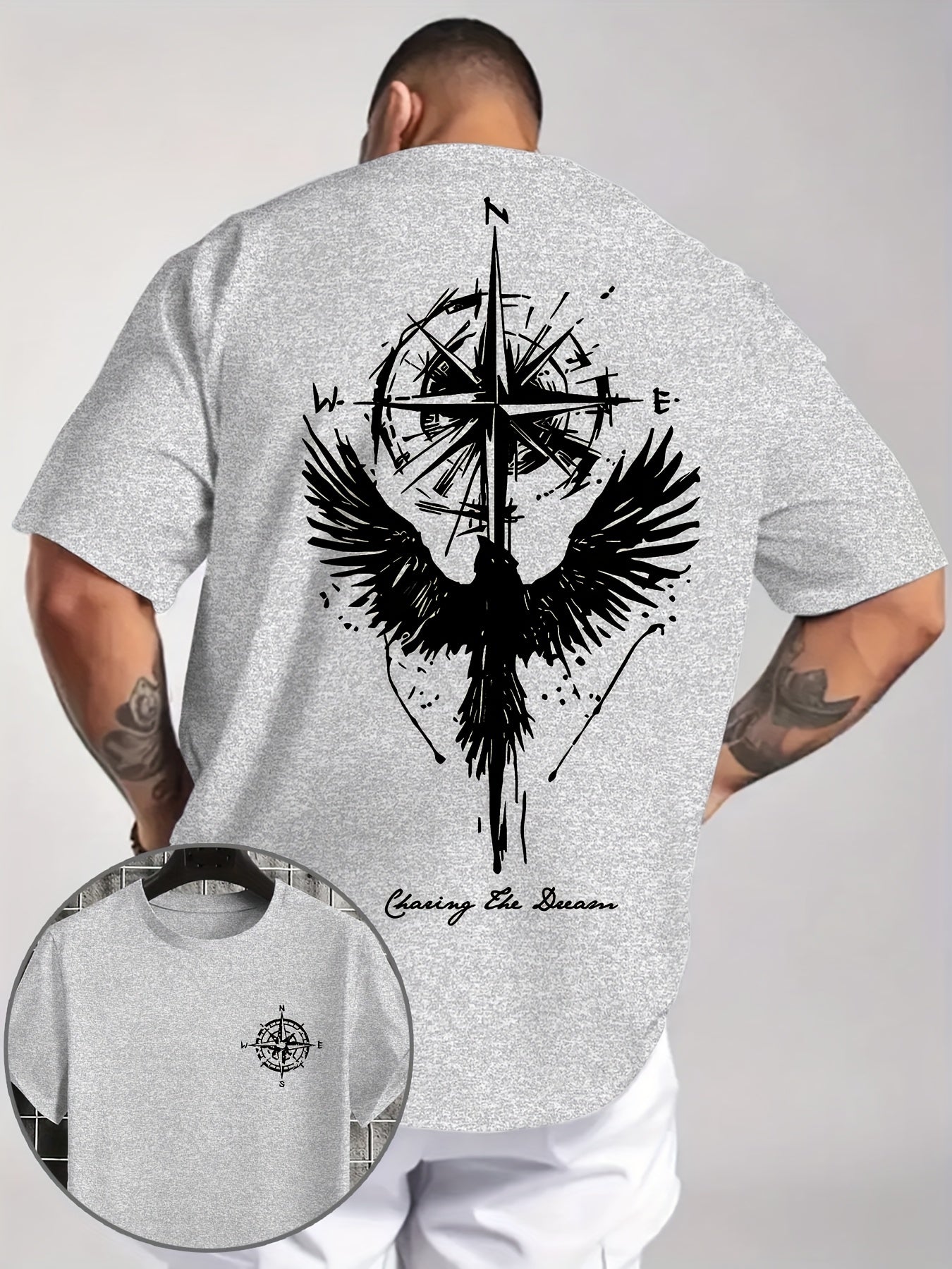 Eagle Compass Herren T-Shirt Plus Size - Adventure Print - Saiyan Genetics