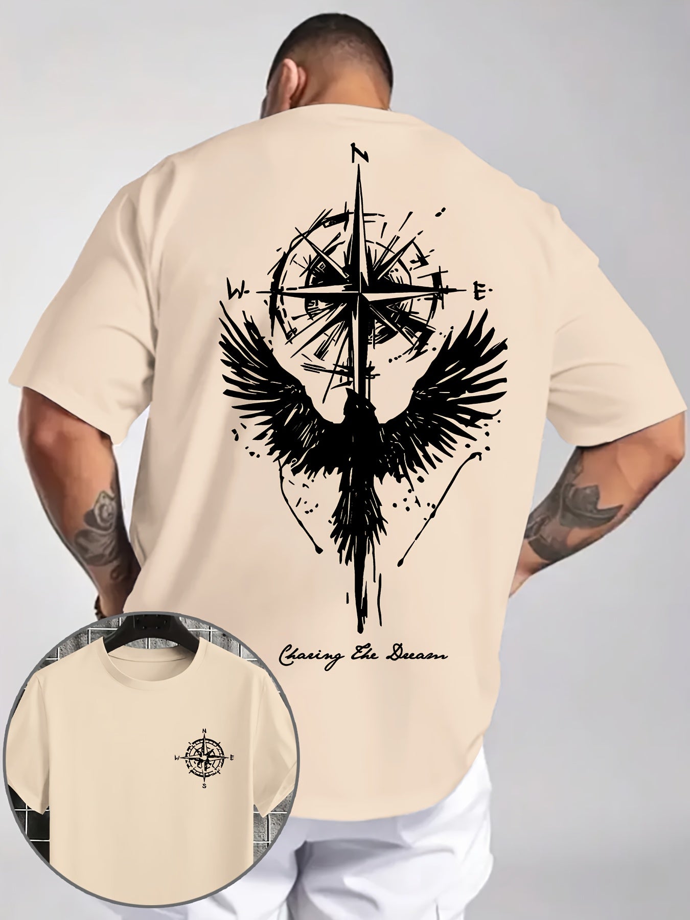 Eagle Compass Herren T-Shirt Plus Size - Adventure Print - Saiyan Genetics