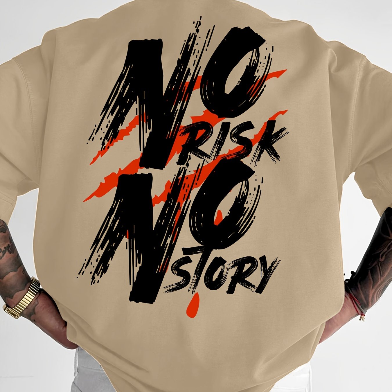 NO RISK NO STORY Men's Streetwear Graphic T-Shirt - Saiyan Genetics