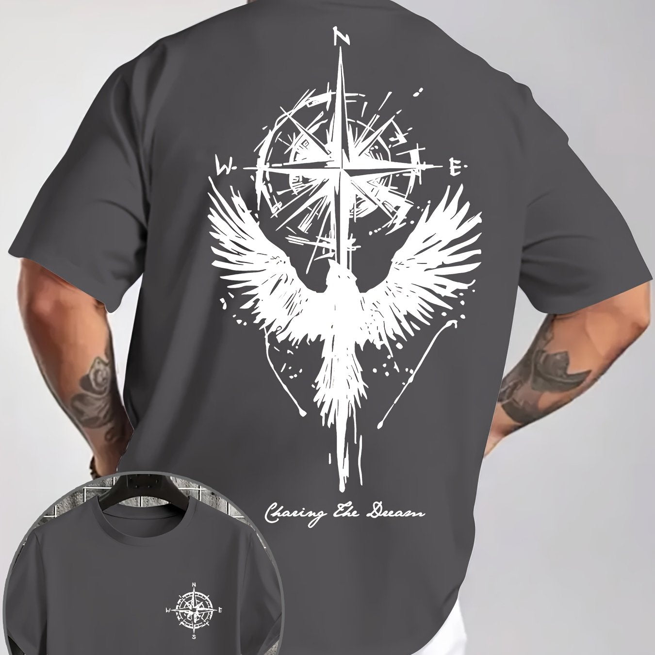 Eagle Compass Herren T-Shirt Plus Size - Adventure Print - Saiyan Genetics