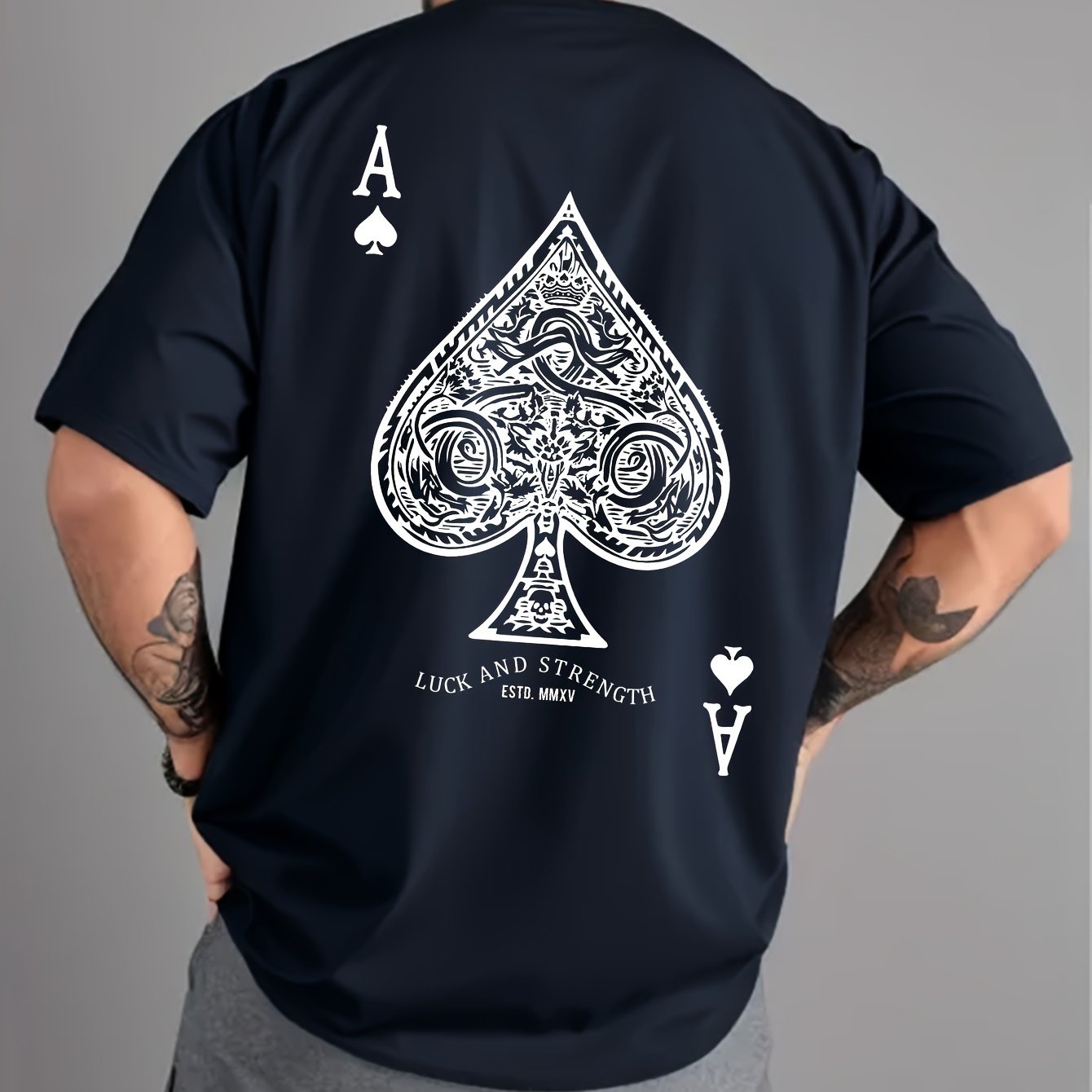 Ace of Spades Poker Herren T-Shirt - Casino Card Print - Saiyan Genetics