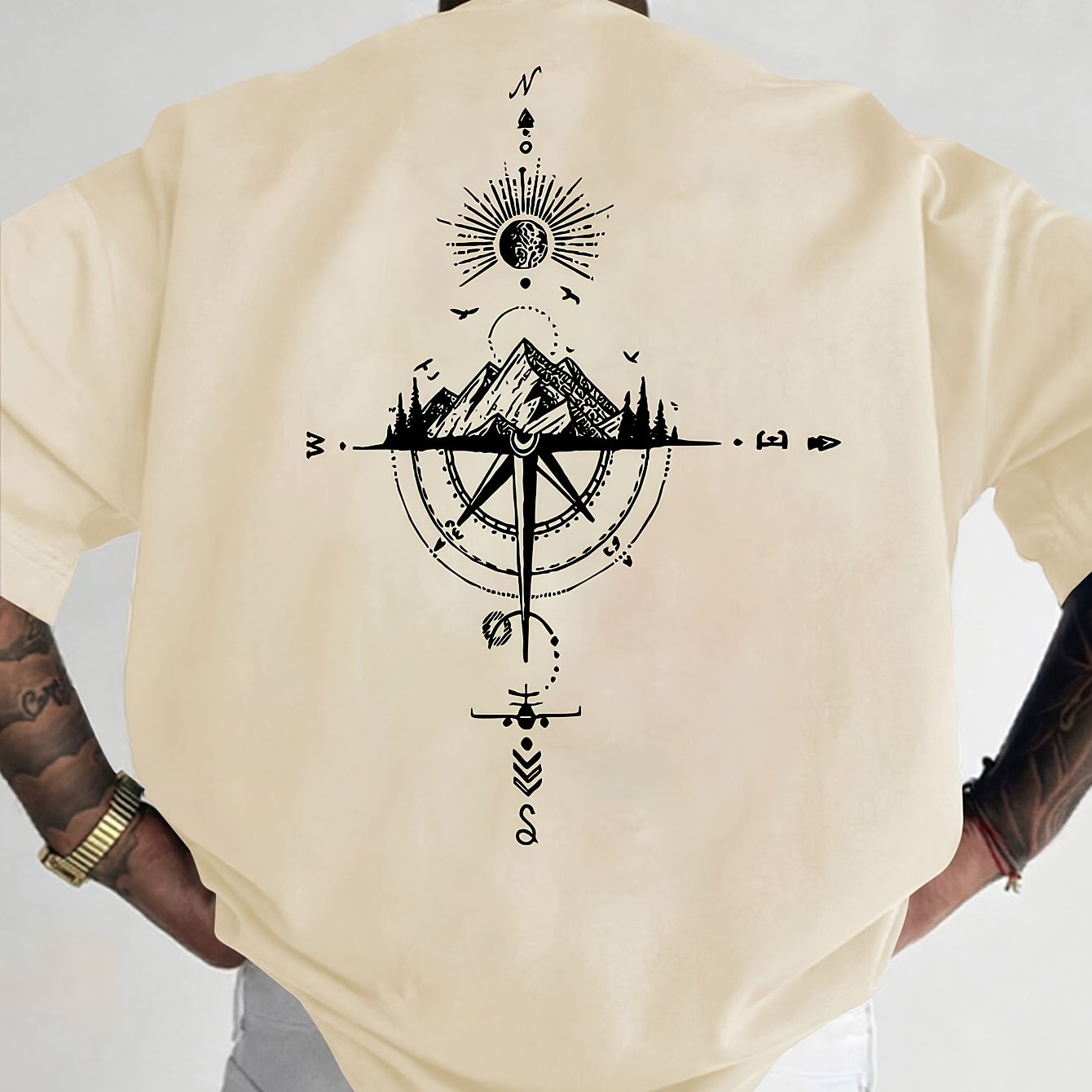 Golden Compass Rose Herren T-Shirt Navy - Mountain Adventure - Saiyan Genetics