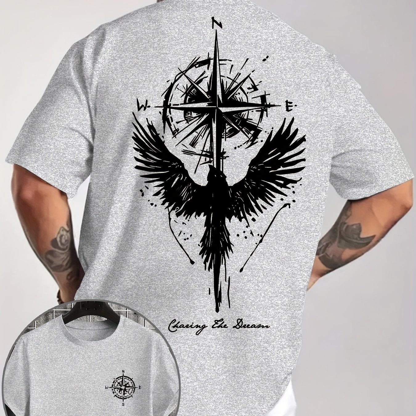 Eagle Compass Herren T-Shirt Plus Size - Adventure Print - Saiyan Genetics