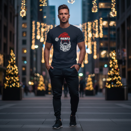 Cooles Weihnachts T-Shirt mit Santa & Sonnenbrille - Lifestyle Mockup