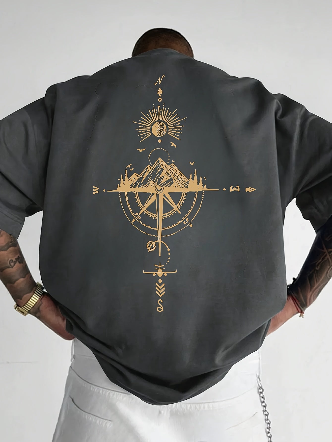 Golden Compass Rose Herren T-Shirt Navy - Mountain Adventure - Saiyan Genetics