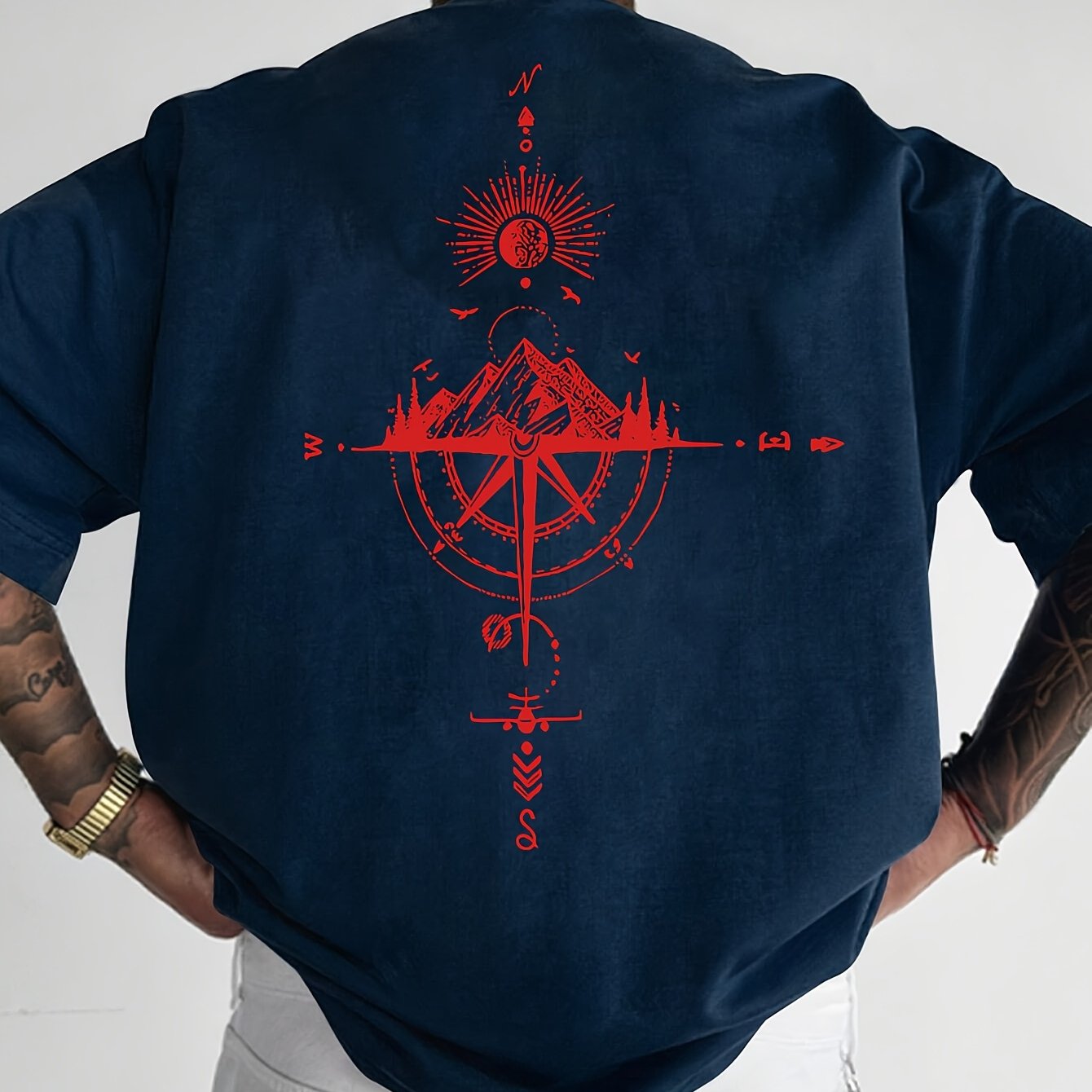 Golden Compass Rose Herren T-Shirt Navy - Mountain Adventure - Saiyan Genetics