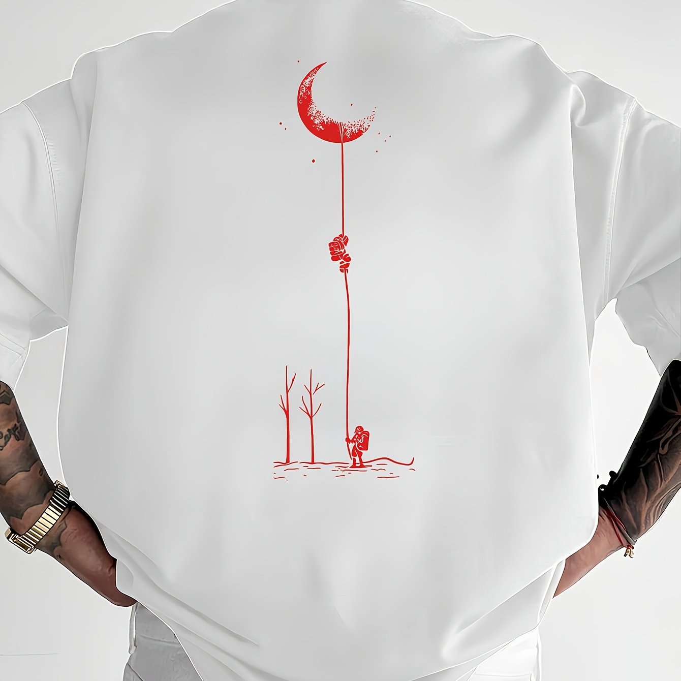 Moon And Trees Herren T-Shirt Black - Nature Graphic Design - Saiyan Genetics