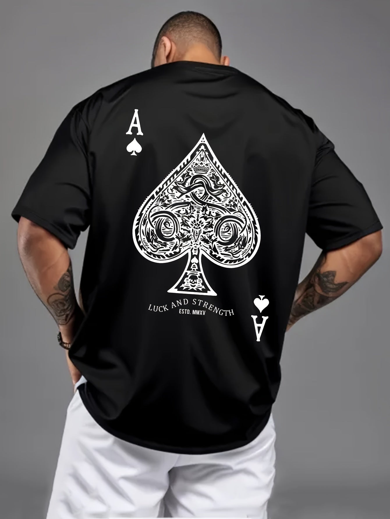 Ace of Spades Poker Herren T-Shirt - Casino Card Print - Saiyan Genetics