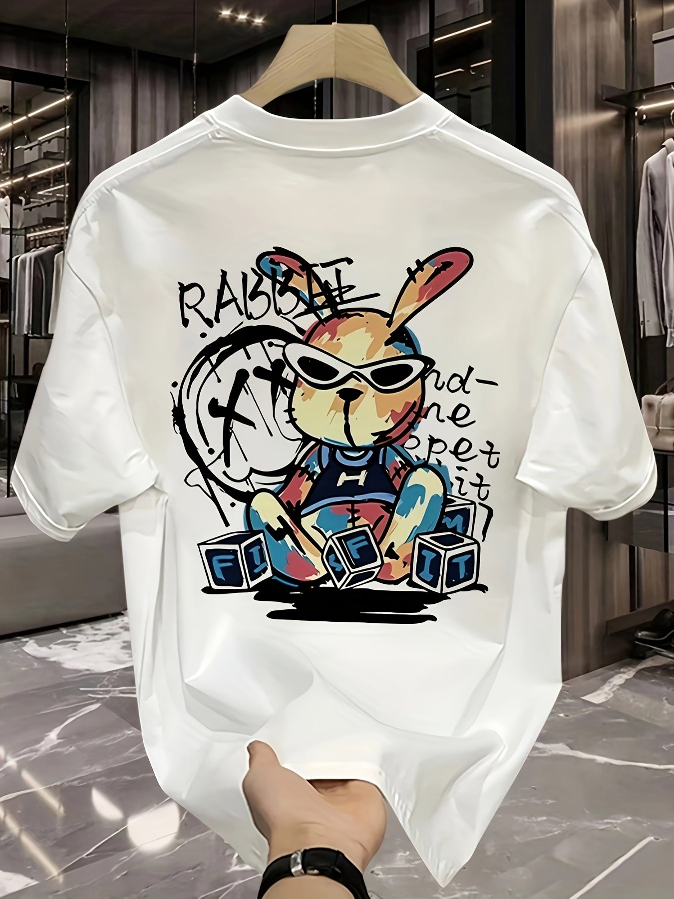Men's Heavyweight 100% Cotton Oversized T-Shirt with Rabbit & Rave - Saiyan Genetics
