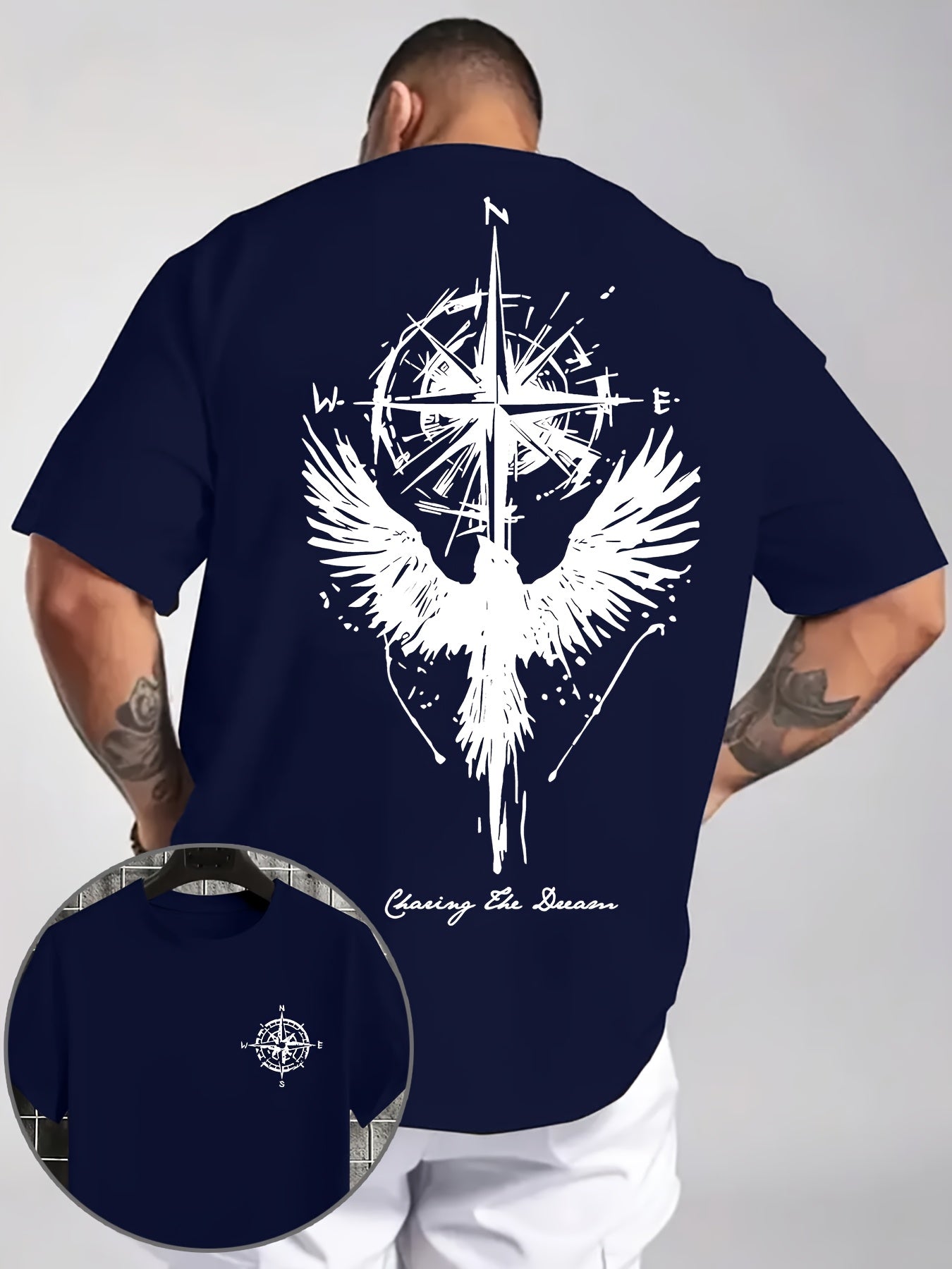 Eagle Compass Herren T-Shirt Plus Size - Adventure Print - Saiyan Genetics