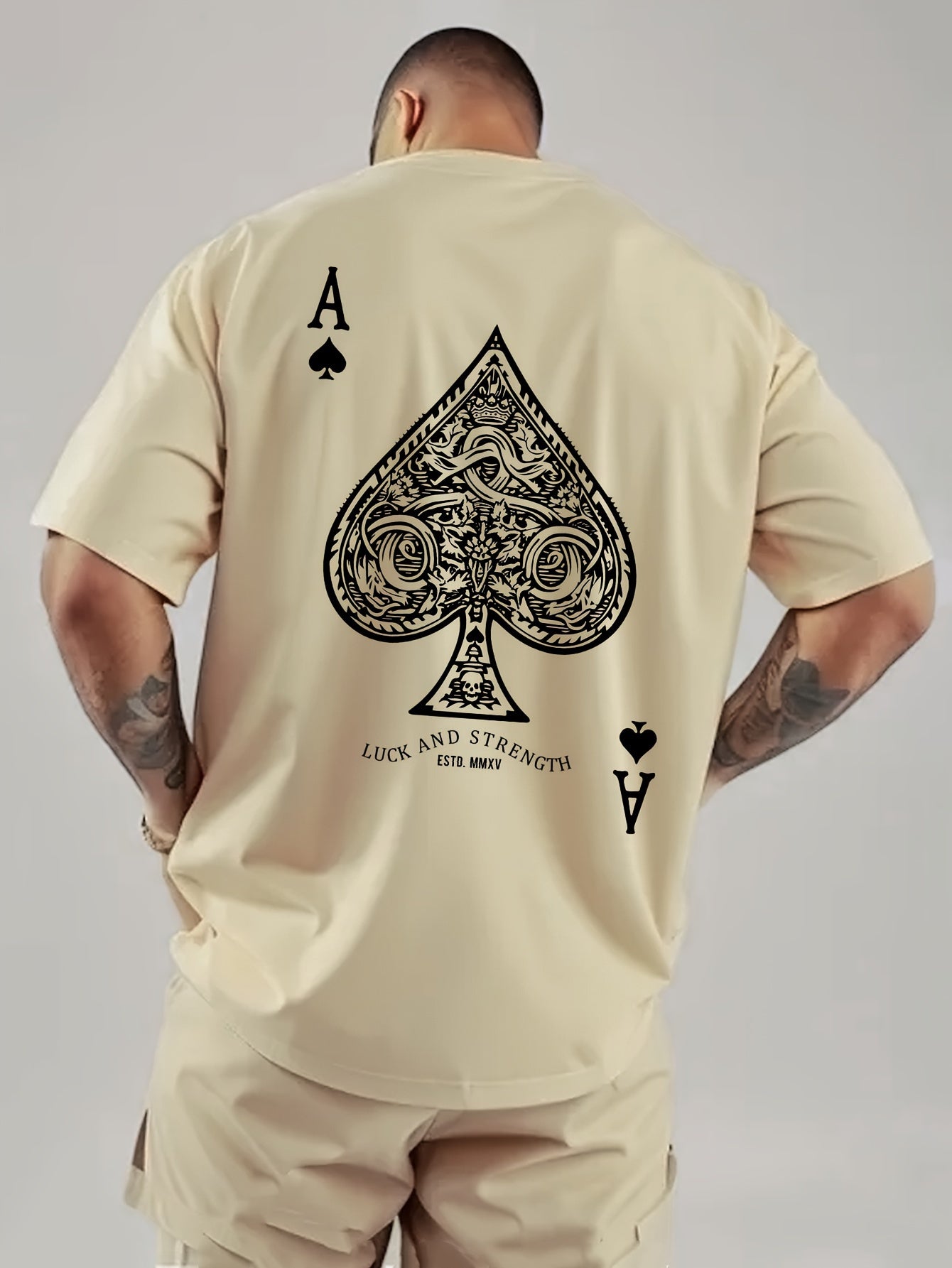 Ace of Spades Poker Herren T-Shirt - Casino Card Print - Saiyan Genetics
