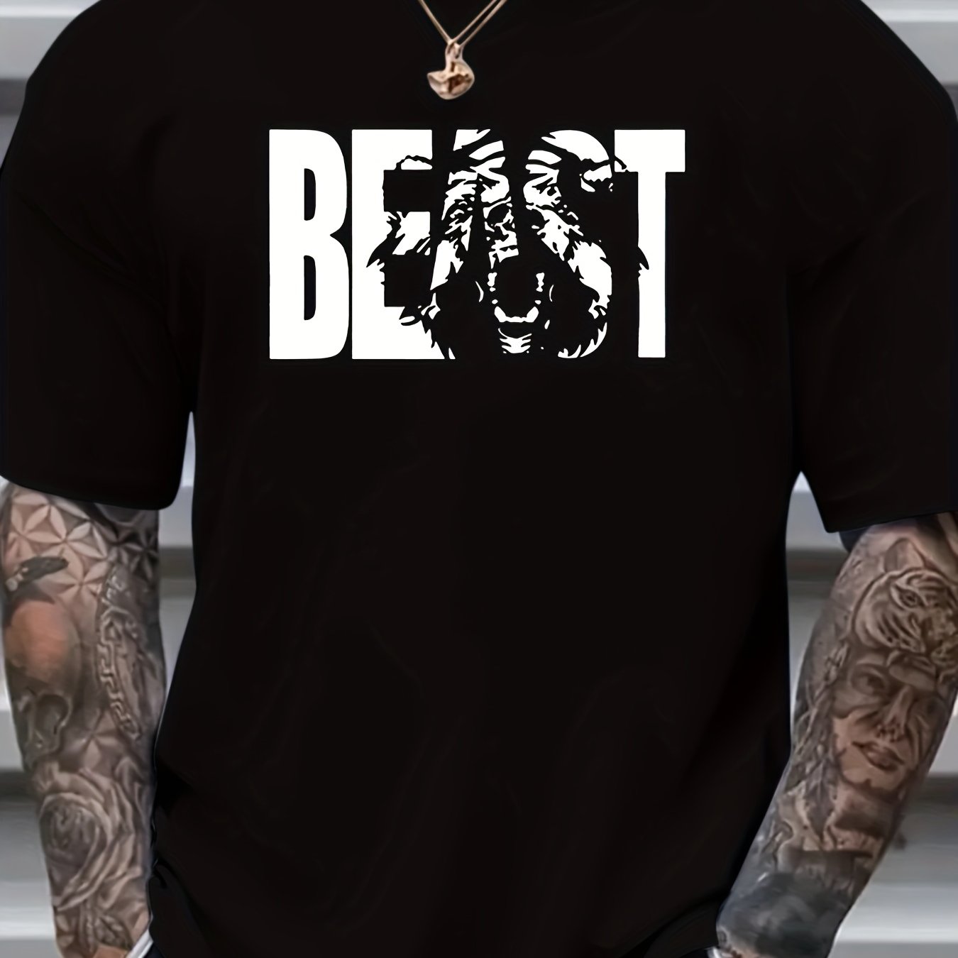 Stylish Plus Size Herren T-Shirt - Unique Print Design - Saiyan Genetics