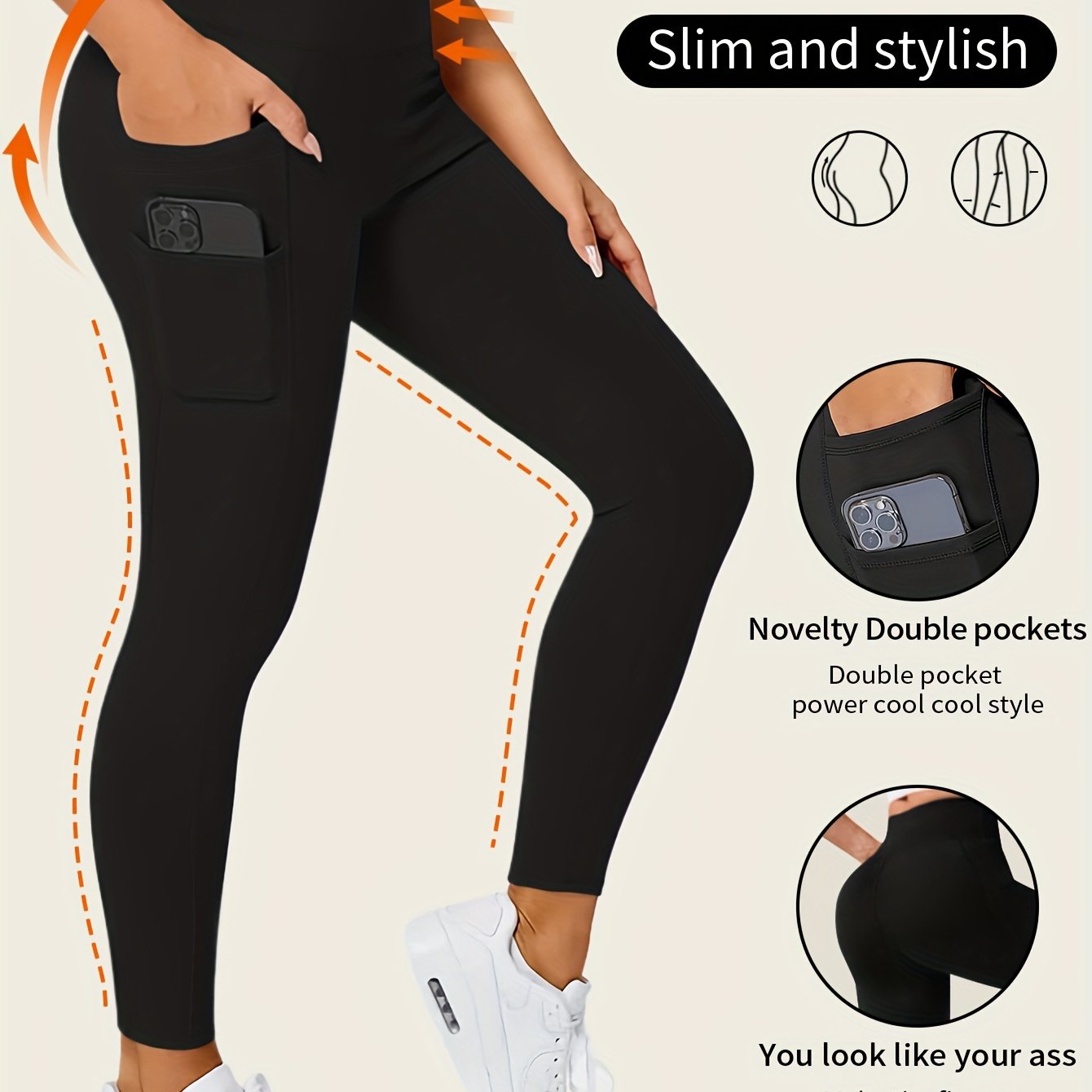High-Waisted Shaping Leggings mit Doppeltaschen - Bauchweg Leggings - Saiyan Genetics