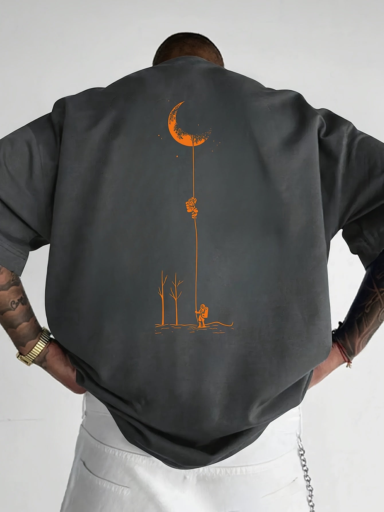 Moon And Trees Herren T-Shirt Black - Nature Graphic Design - Saiyan Genetics
