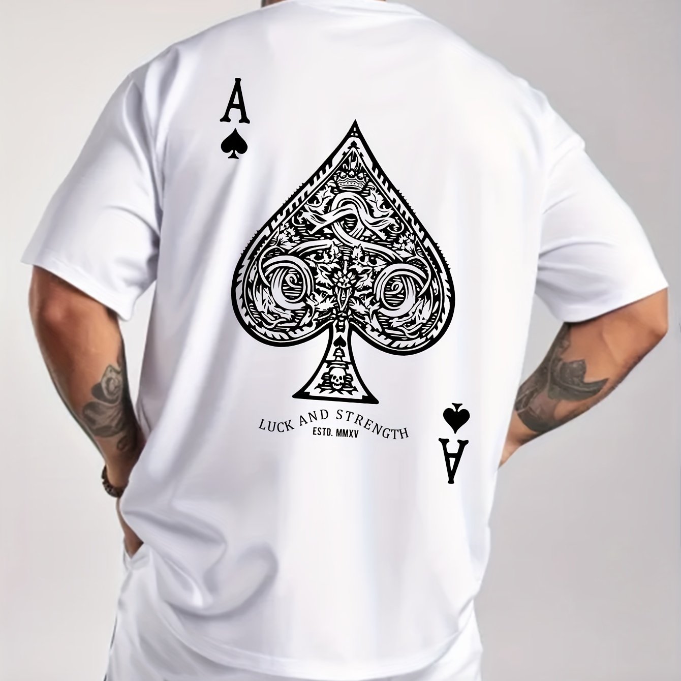 Ace of Spades Poker Herren T-Shirt - Casino Card Print - Saiyan Genetics