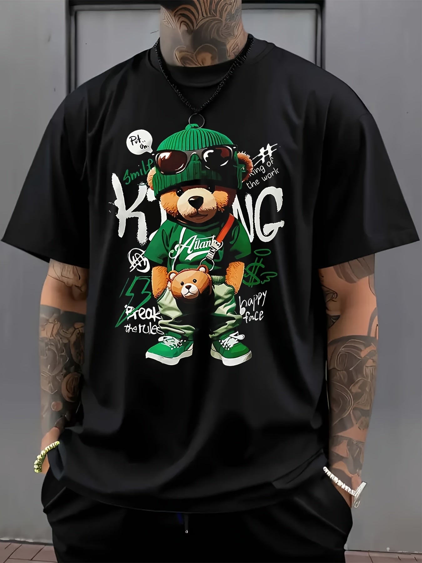 3D Bär Print Herren T-Shirt - Digital Graphic Streetwear - Saiyan Genetics