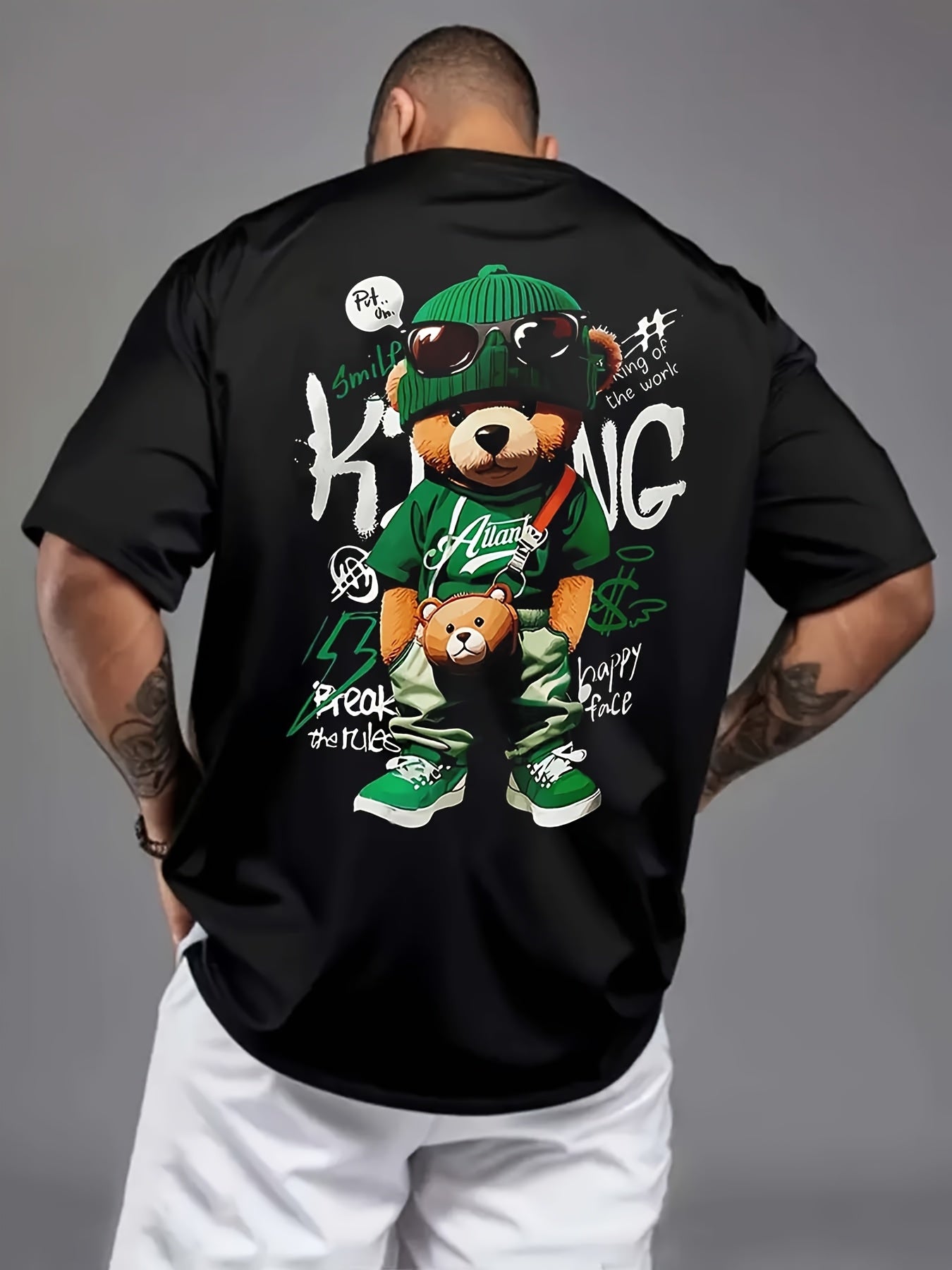 3D Bär Print Herren T-Shirt - Digital Graphic Streetwear - Saiyan Genetics