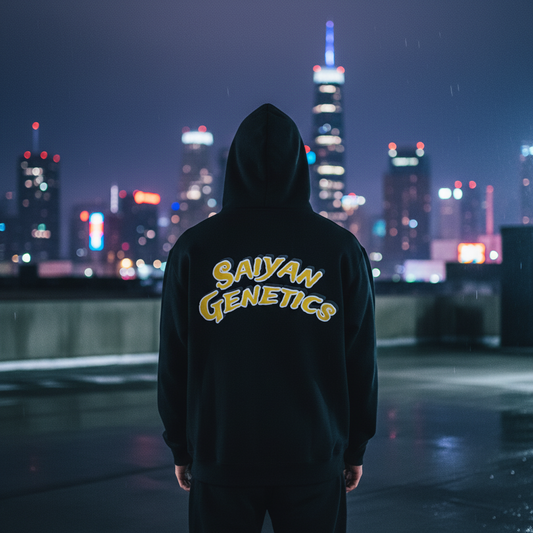 Saiyan Genetics Black Hoodie Lifestyle