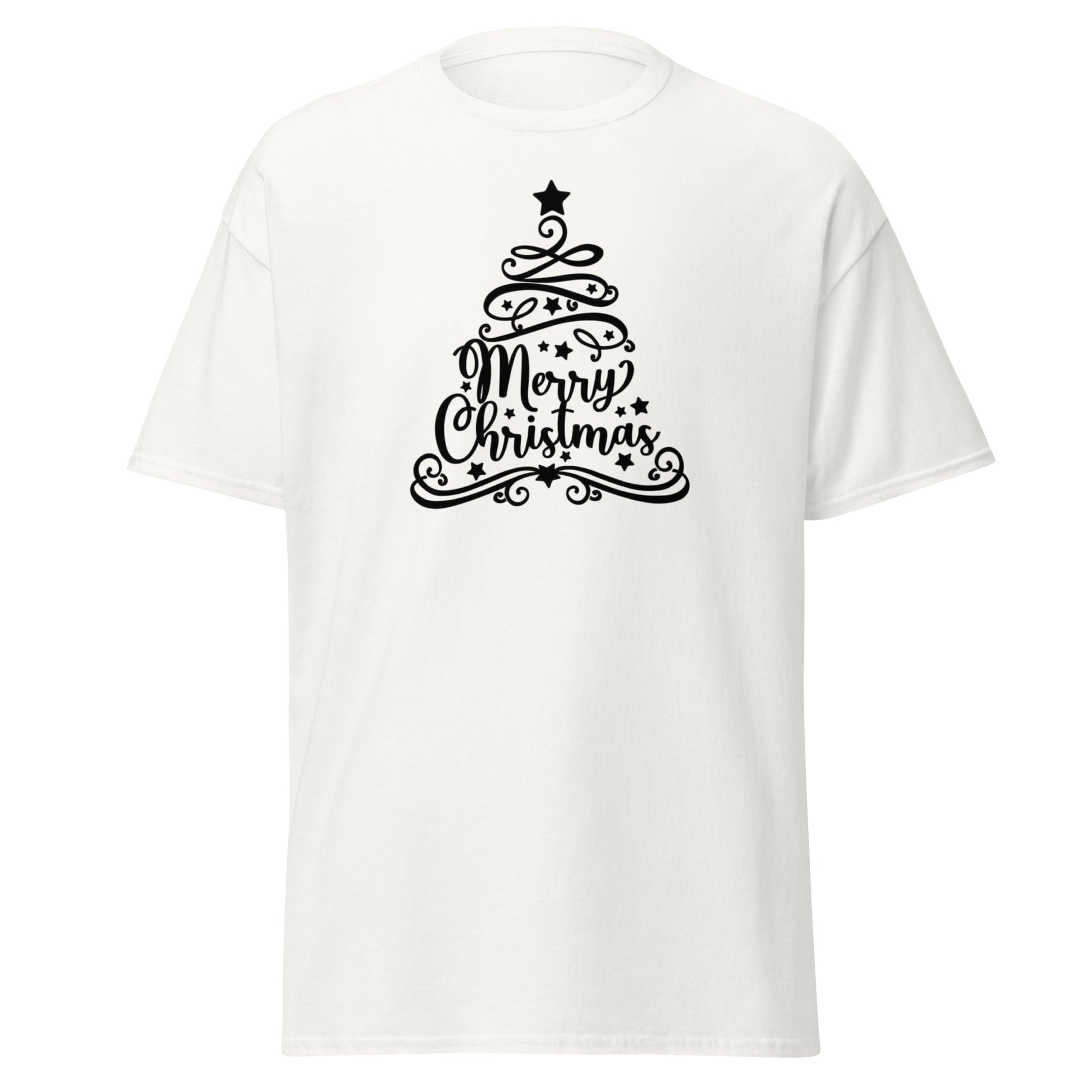 Elegantes Weihnachts T-Shirt in White - Merry Christmas Kalligrafie Vorderansicht