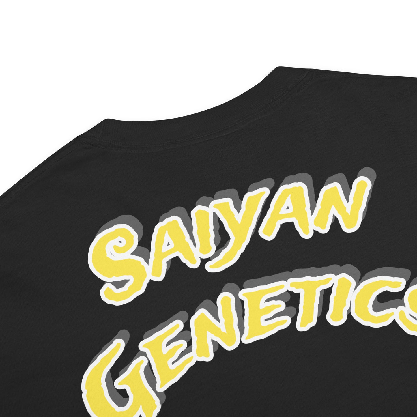 Heavyweight T-Shirt Schwarz - Produktdetails und Materialansicht - Saiyan Genetics