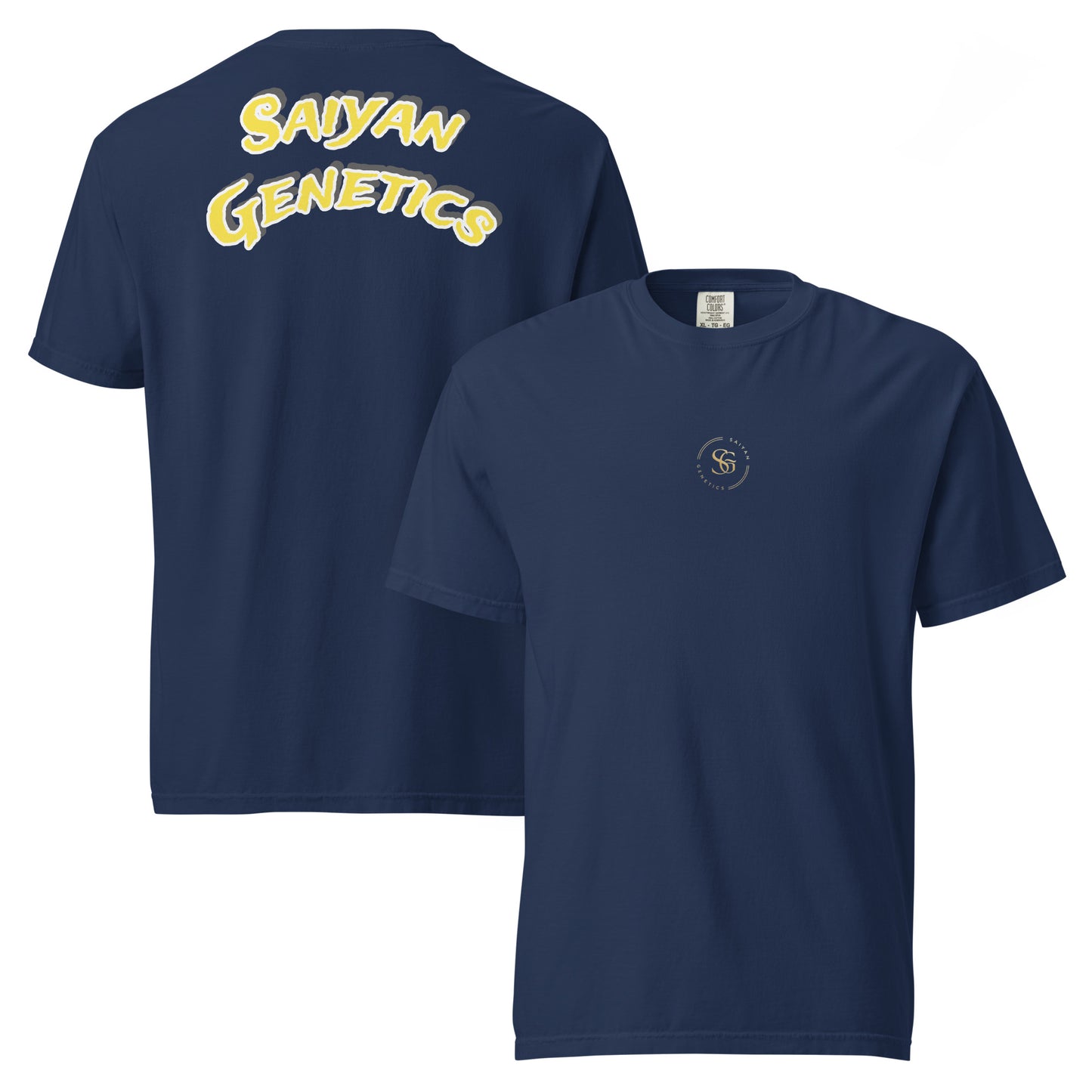 Heavyweight T-Shirt True Navy - Vorder- und Rückansicht - Saiyan Genetics