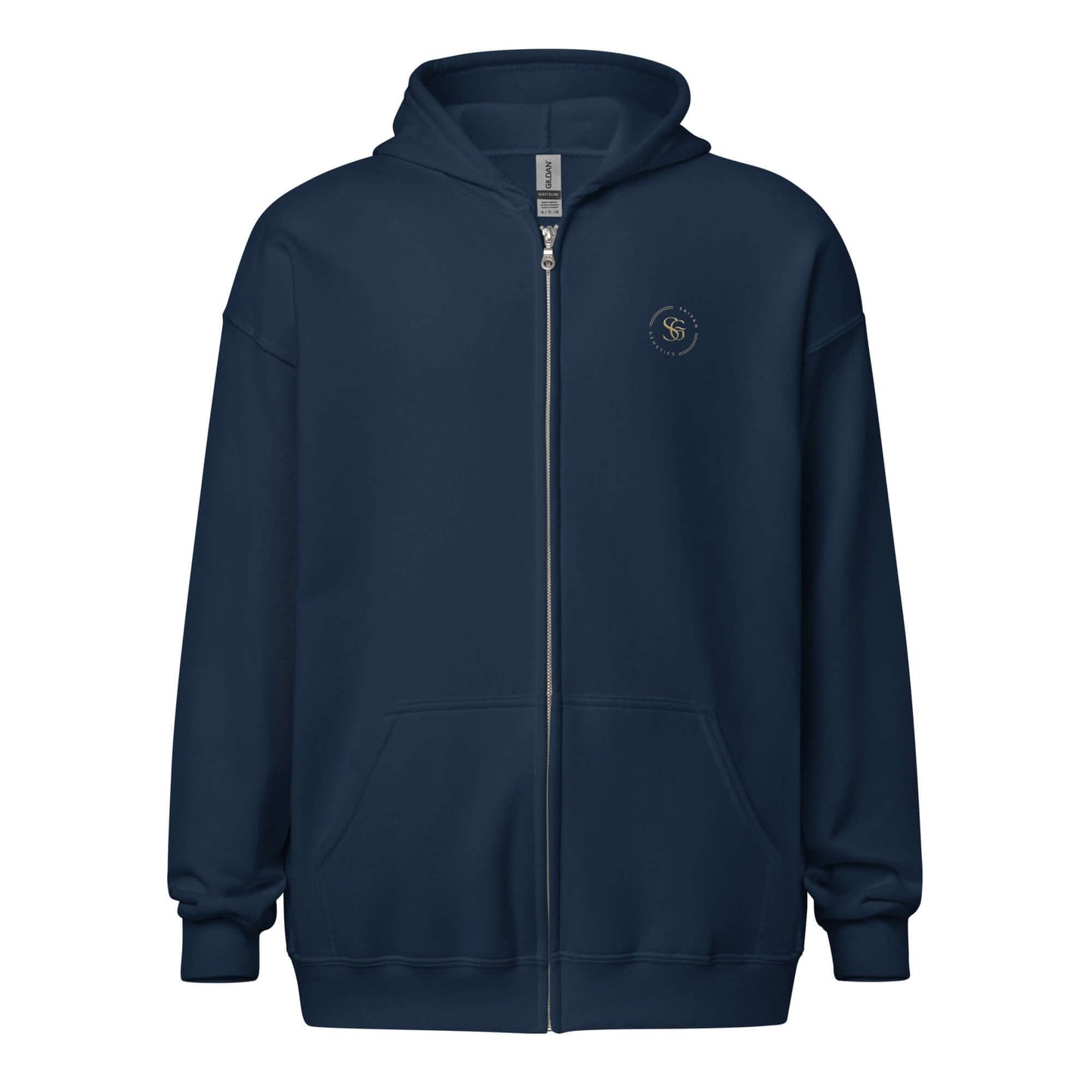 Zip Hoodie Herren Navy Heavy Blend - Vorderansicht - Saiyan Genetics